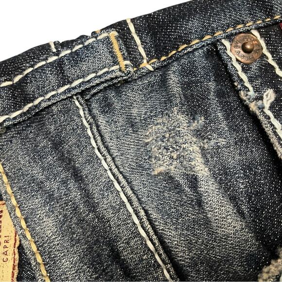 Silver Jeans Women’s Santorini Capri Blue Denim Distressed Size 25 - Picture 6 of 11
